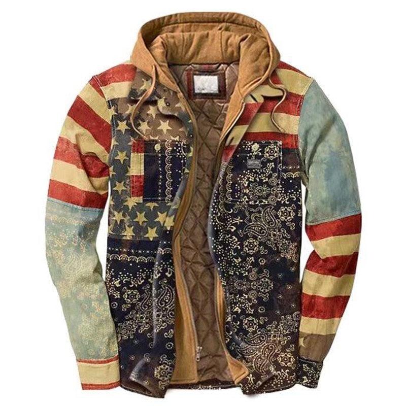 Men Plaid Hooded Autumn Winter Shirt Jacket Casual Warm Coat