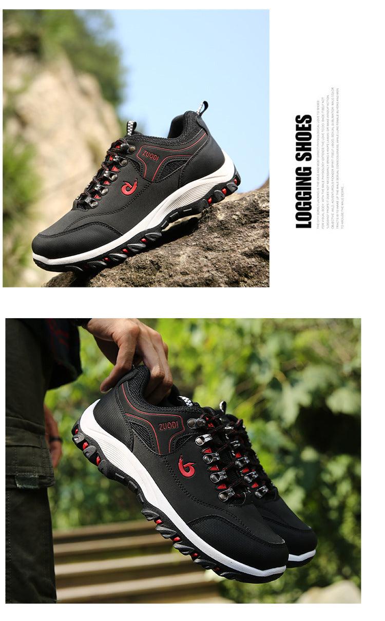 Men's Sports Hiking Shoes Low-Top Breathable Non-Slip Wear-Resistant Outdoor Leisure Sports Shoes Men Leather Non-Slip Sneakers Lightweight Low Top For Outdoor Trailing Walking Shoes