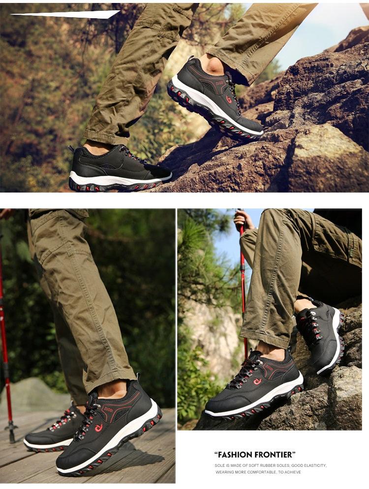 Men's Sports Hiking Shoes Low-Top Breathable Non-Slip Wear-Resistant Outdoor Leisure Sports Shoes Men Leather Non-Slip Sneakers Lightweight Low Top For Outdoor Trailing Walking Shoes