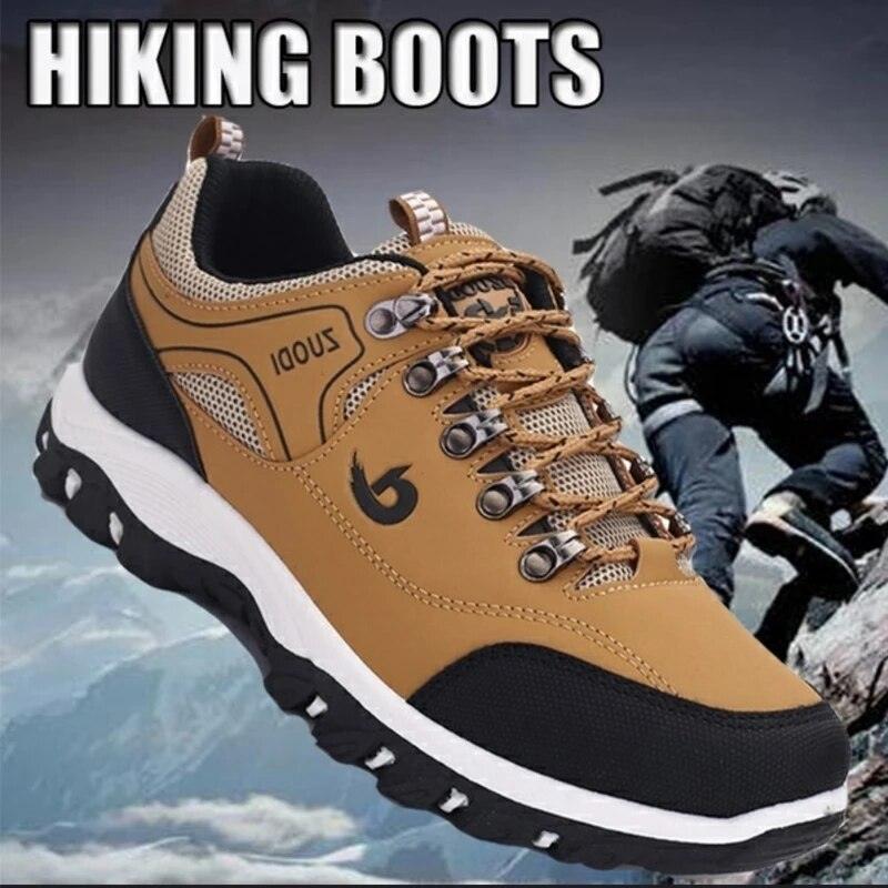 Men's Sports Hiking Shoes Low-Top Breathable Non-Slip Wear-Resistant Outdoor Leisure Sports Shoes Men Leather Non-Slip Sneakers Lightweight Low Top For Outdoor Trailing Walking Shoes