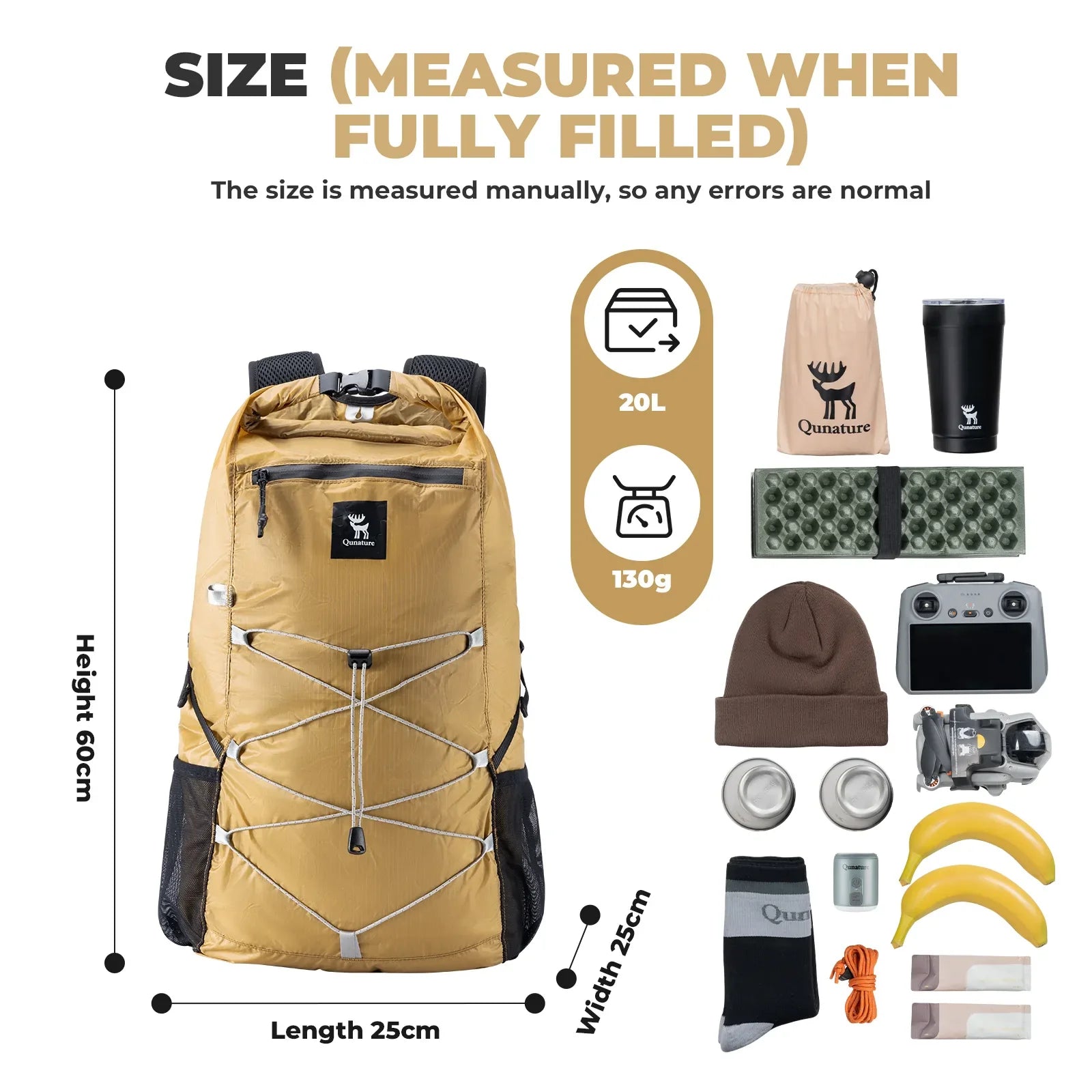 20L Waterproof Foldable Backpack Multi Purpose Camping Hiking Travel Bag