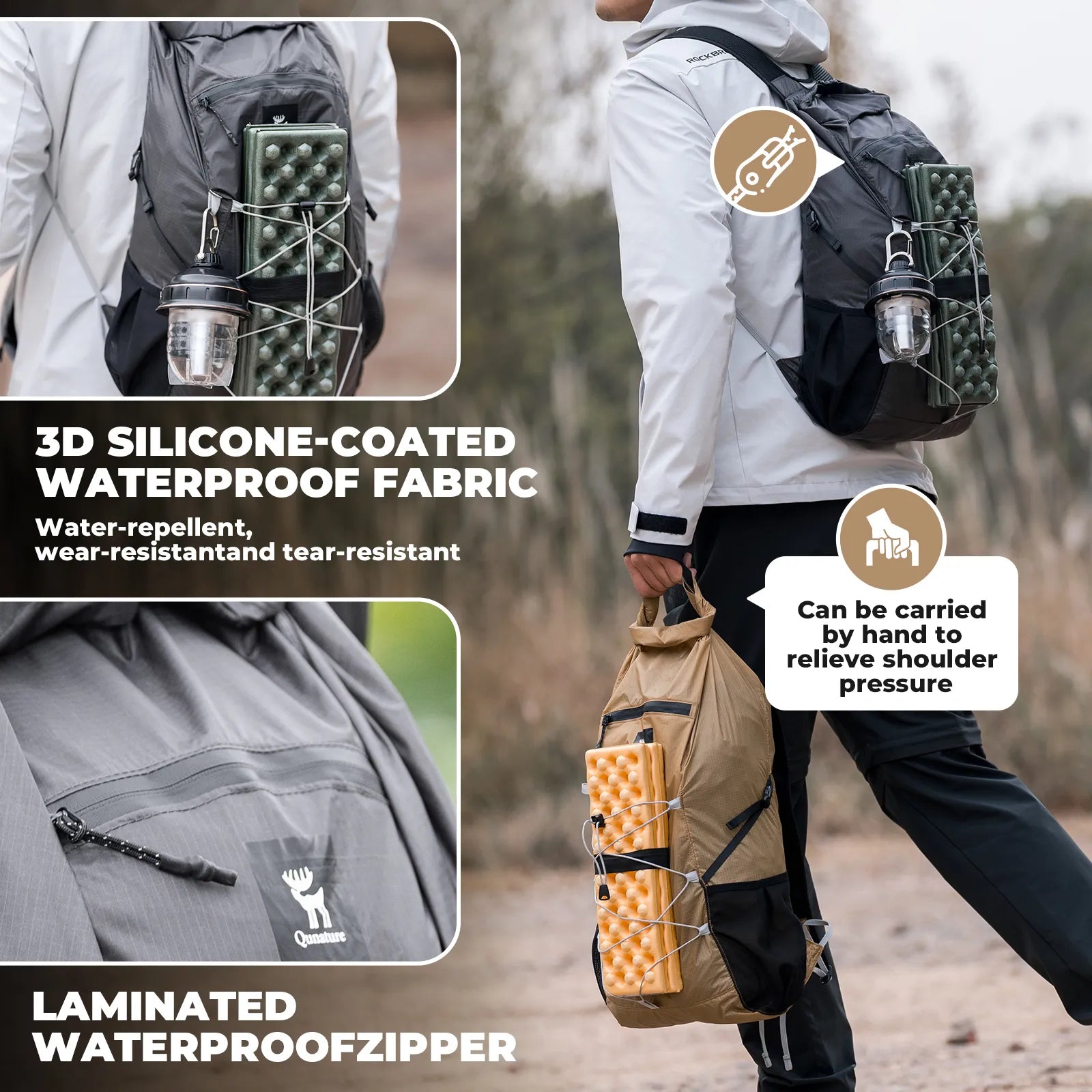 20L Waterproof Foldable Backpack Multi Purpose Camping Hiking Travel Bag