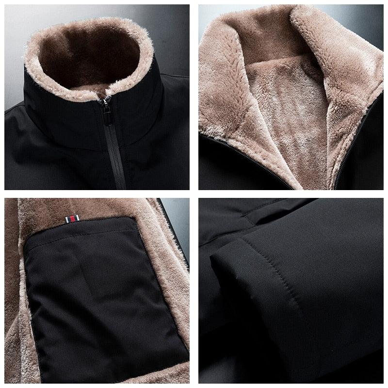 Men Winter Thick Fleece Windproof Casual Outdoor Hiking Travel Jacket