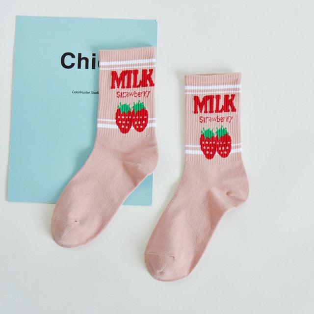 Women's Socks Combed Out Of Pure Cotton Colorful Cartoon Cute Funny Happy Kawaii Moon Strawberry Cactus Ankle Socks For Men And Women
